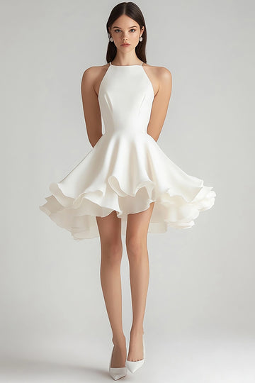 Simple A Line Ivory Chiffon Short Graduation Dress